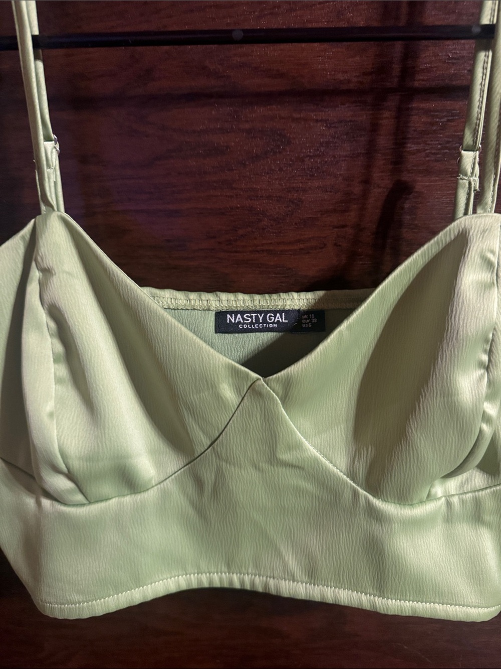 Nasty Gal Light Sage Satin Bandeau Bralette